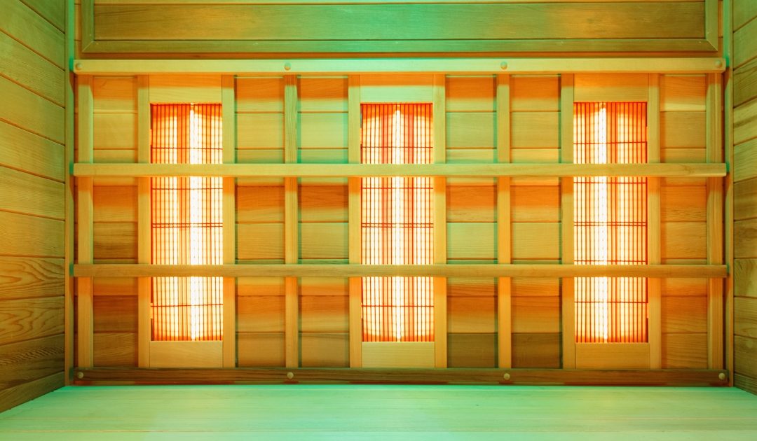 Interior of gyms with a sauna that has infrared panels